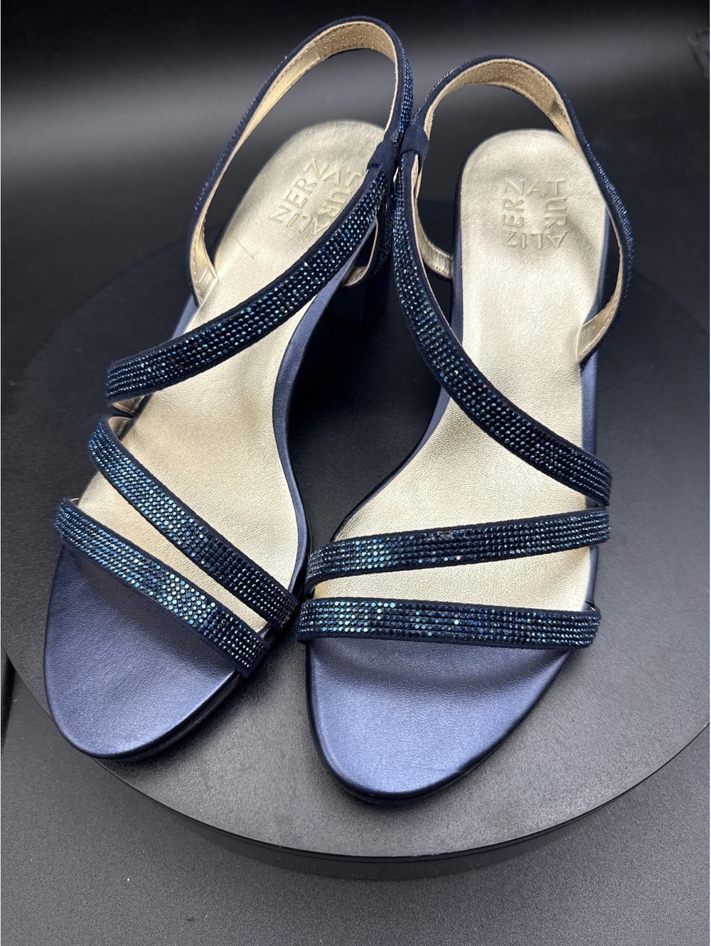 Naturalizer Vanessa 2 Navy Strappy Block Heel Sandals Size 8